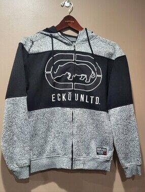 Ecko Unlimited Black & Gray Men’s Full-Zip Hoodie